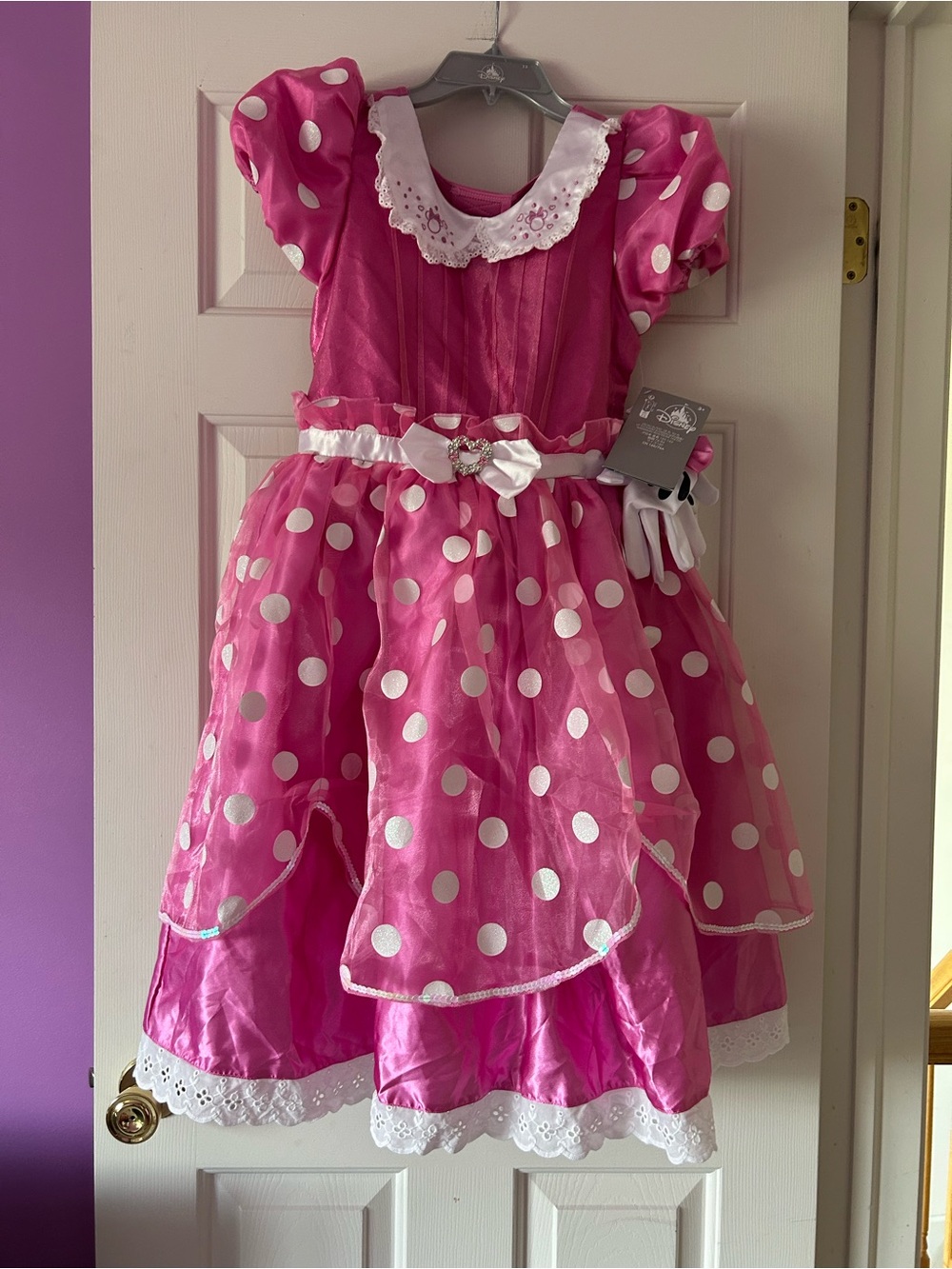 Disney store pink Minnie Mouse adaptive dress with gloves size XL wheelchair NWT